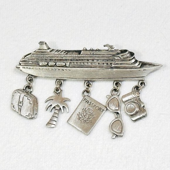 Vintage Jonette Jewelry (JJ) Cruise Ship/Vacation Brooch - Picture 1 of 5
